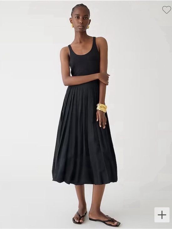 J. Crew Dresses & Skirts - J. Crew Black Fitted Tank Midi Dress with Poplin Cotton Bubble Skirt Size Large